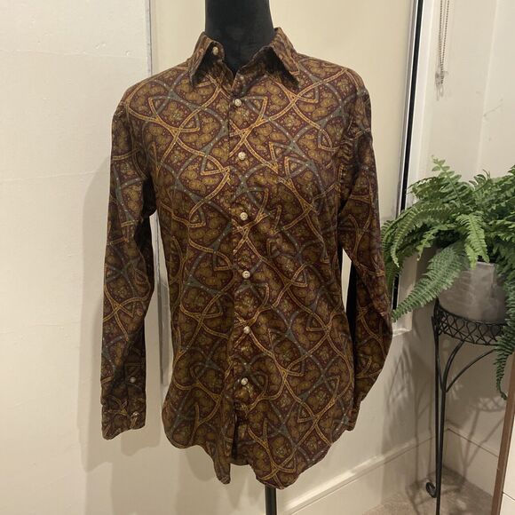 Saks Fifth Avenue Men’s Pattered Button Down Shirt, Size SMALL Paisley EUC - Picture 1 of 7